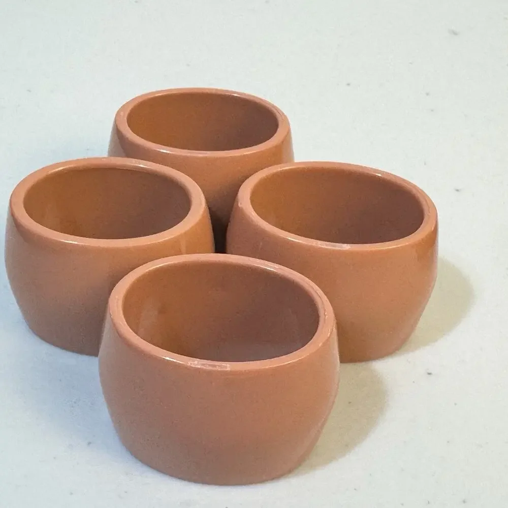 Set of Four (4) VTG Pink Terracotta MCM Acrylic Napkin Rings Dining Barware
